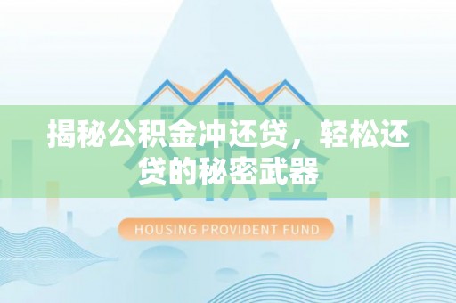 田东揭秘公积金冲还贷，轻松还贷的秘密武器